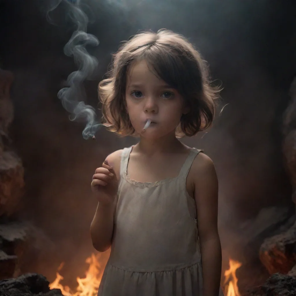 aia little girl smoking a cigarette in hell
