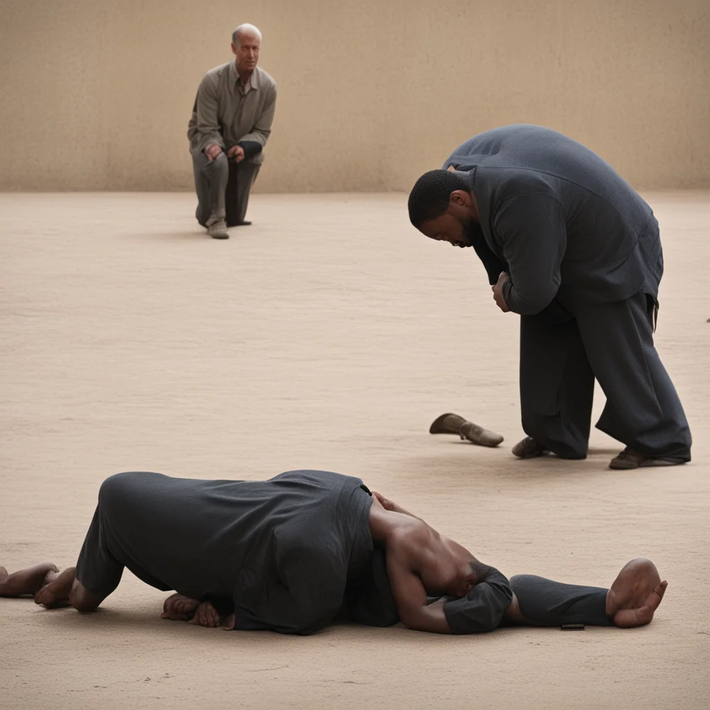 aia man prostrates next to a kneeling man confident engaging wow artstation art 3