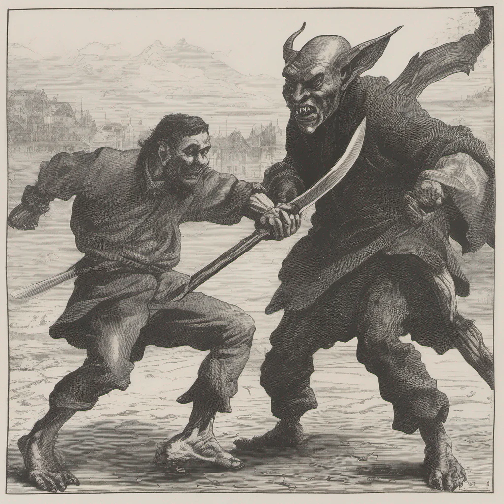 aia man slashing towards the a goblin amazing awesome portrait 2