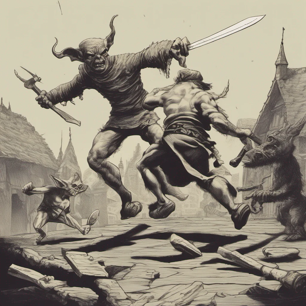 aia man slashing towards the a goblin