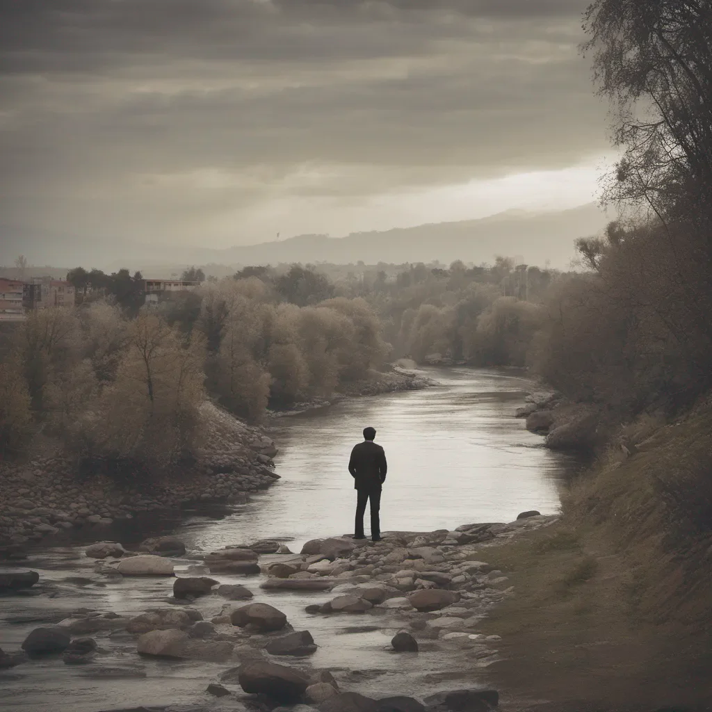 aia man standing near river.  good looking trending fantastic 1