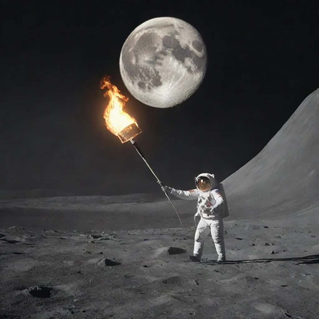 aia man walking on moon with torch