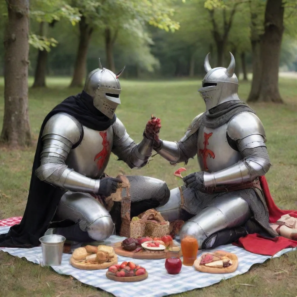 aia medieval knight and the devil having a picnic