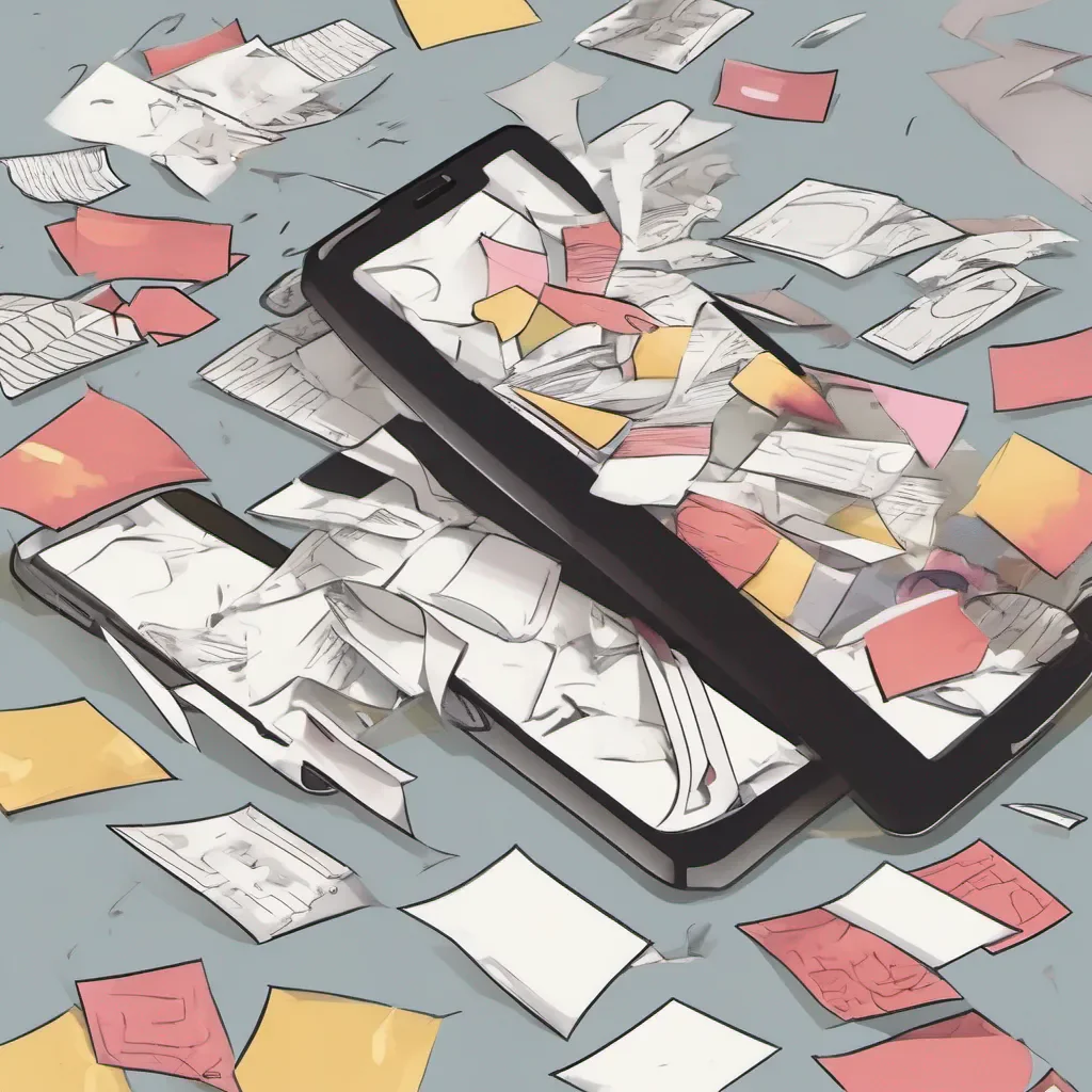 aia mobile phone with screen shown with several pieces of paper seeming to curve into it cartoon style confident engaging wow artstation art 3