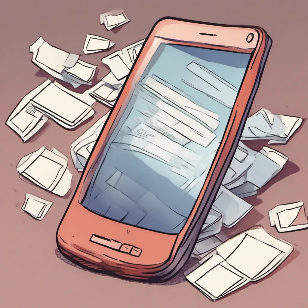 aia mobile phone with screen shown with several pieces of paper seeming to curve into it cartoon style good looking trending fantastic 1