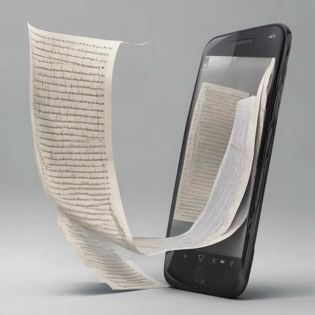 a mobile phone with screen shown with several pieces of paper seeming to curve into it confident engaging wow artstation art 3