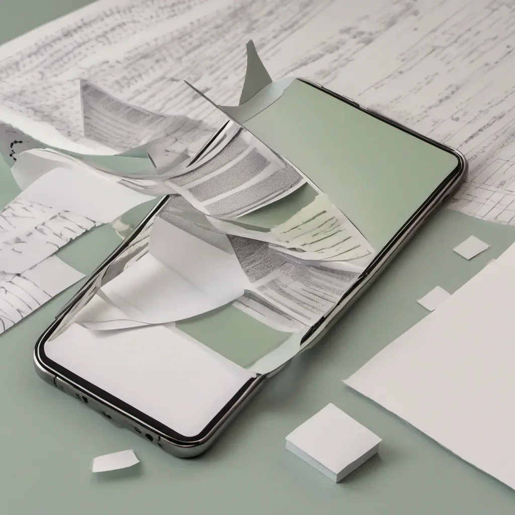 a mobile phone with screen shown with several pieces of paper seeming to curve into it good looking trending fantastic 1