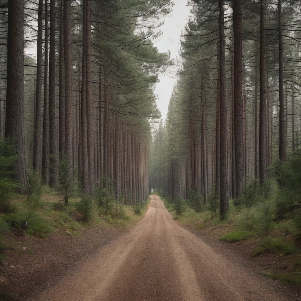 aia narrow dirt road going through a forest of pine trees confident engaging wow artstation art 3