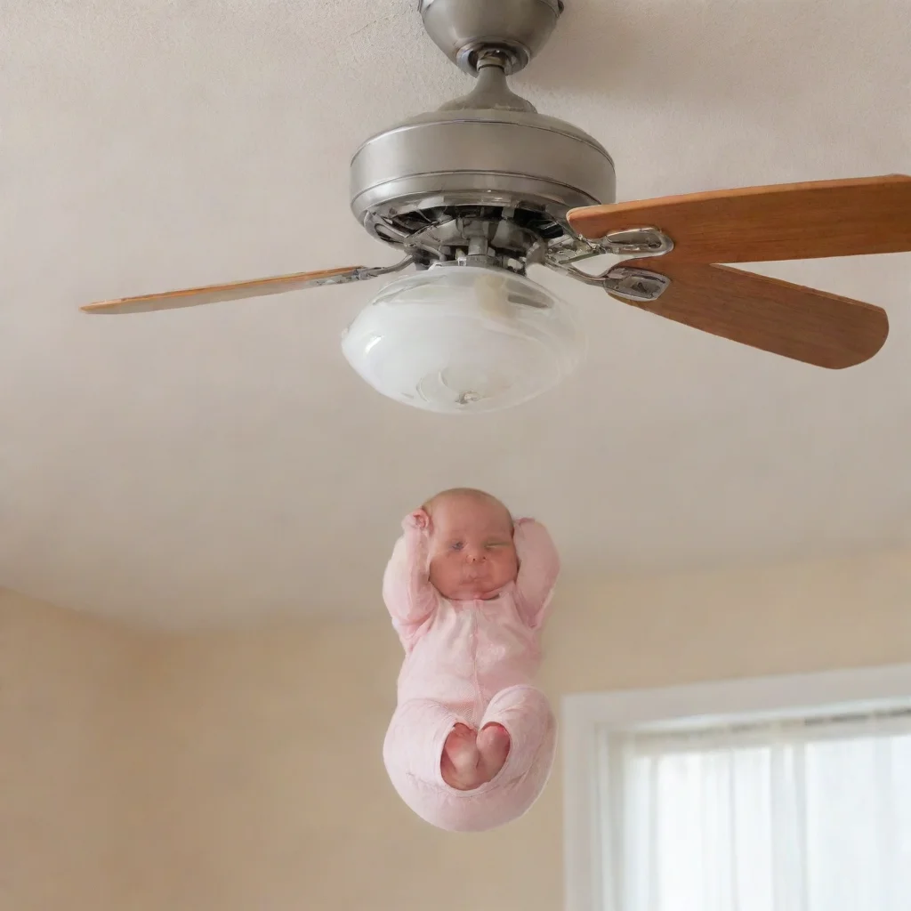 aia newborn baby hanging from a ceiling fan