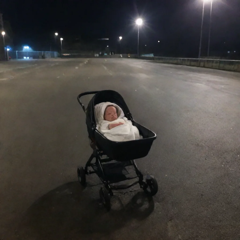 aia newborn baby in a buggy left in a dark car park