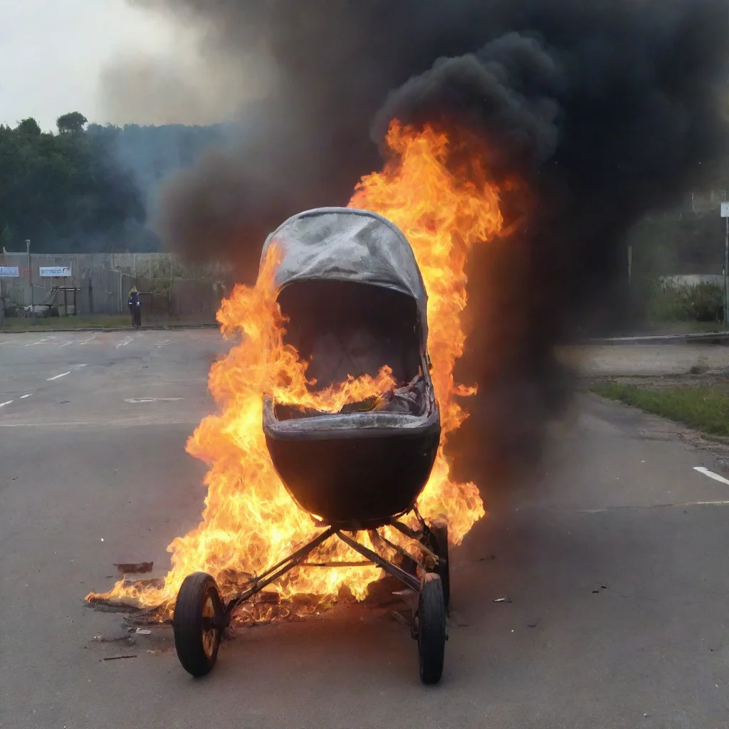aia newborn baby in a buggy on fire in a car park