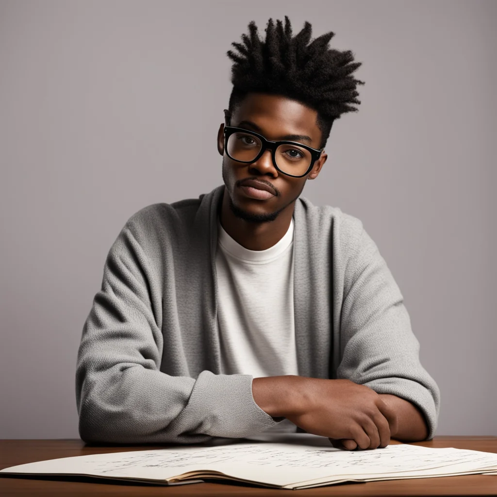 aia picture of a nerd studying really hard named adrian and brown skin