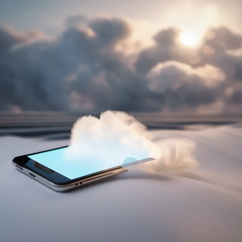 aia piece of paper racing through white fluffy over exposed clouds on its way to a mobile application shown in the background with a glow around it amazing awesome portrait 2