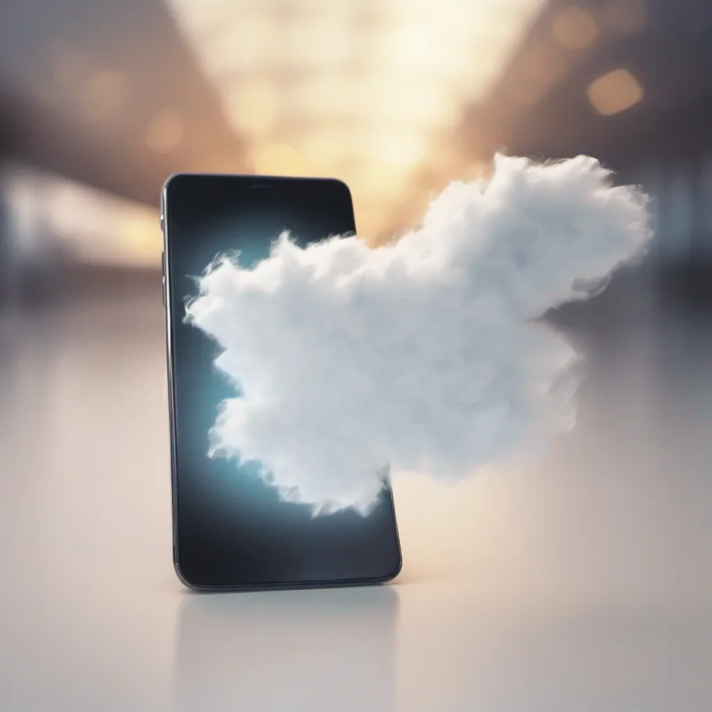 aia piece of paper racing through white fluffy over exposed clouds on its way to a mobile application shown in the background with a glow around it good looking trending fantastic 1