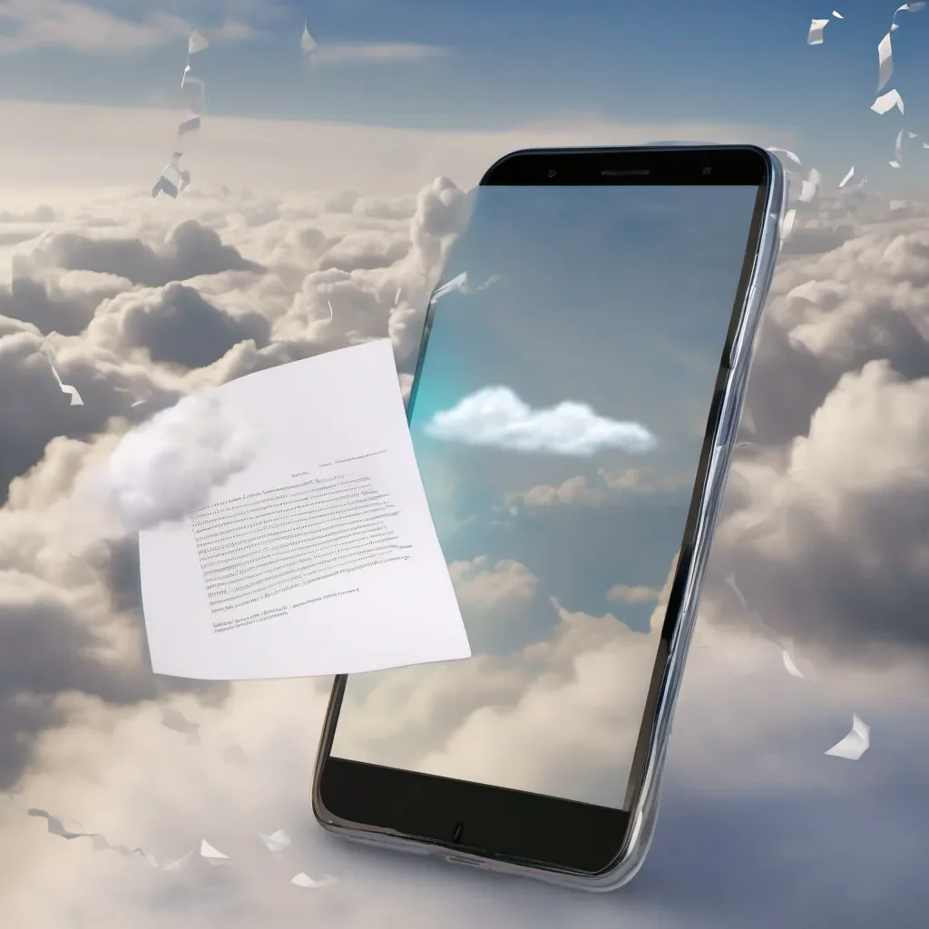 aia piece of paper with writing on it racing through white fluffy over exposed clouds on its way to a mobile application shown in the background with a glow around it good looking trending fantastic 1