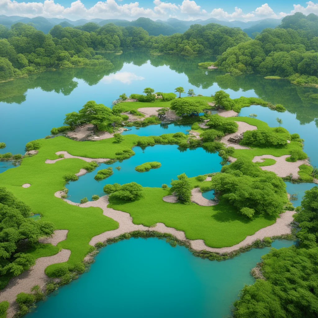 aia pond with 6 islands confident engaging wow artstation art 3