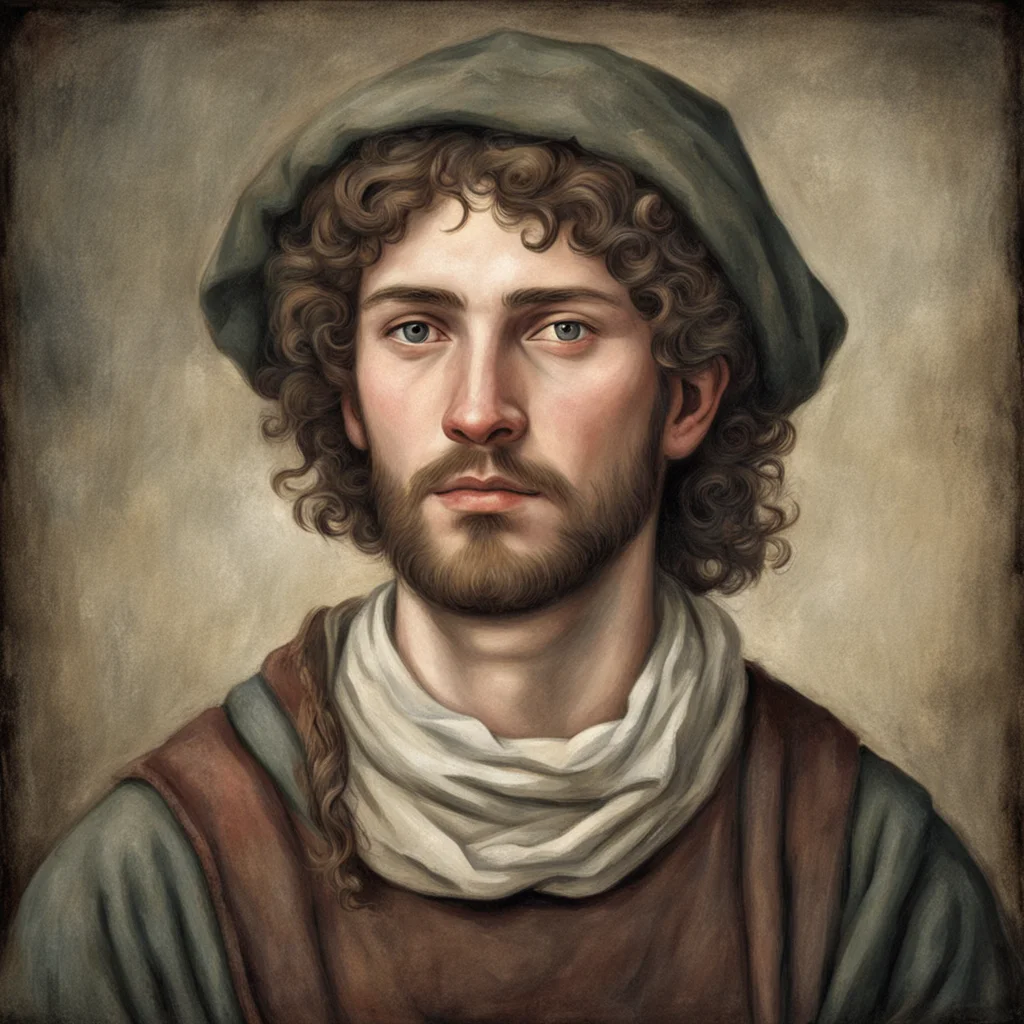a potrait of a young medival peasant 