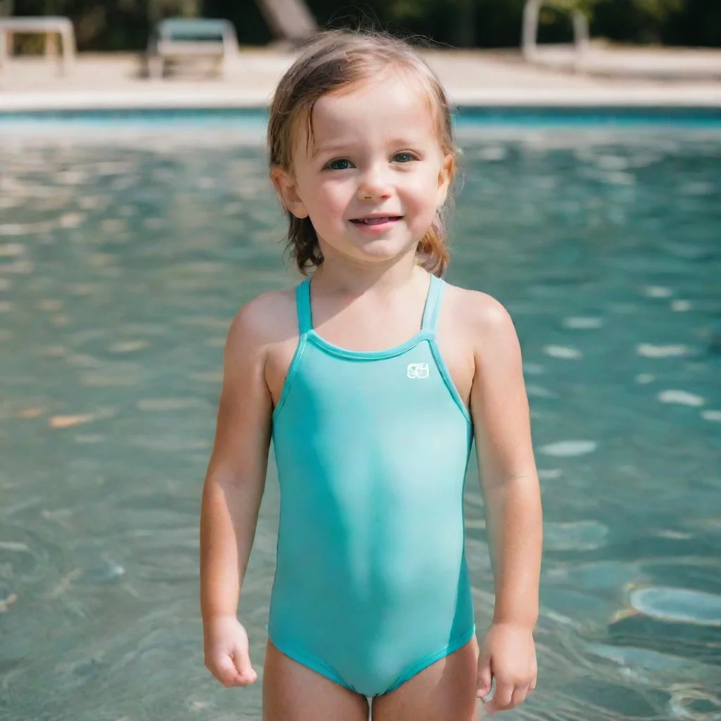 a small kid in a tight swim suit