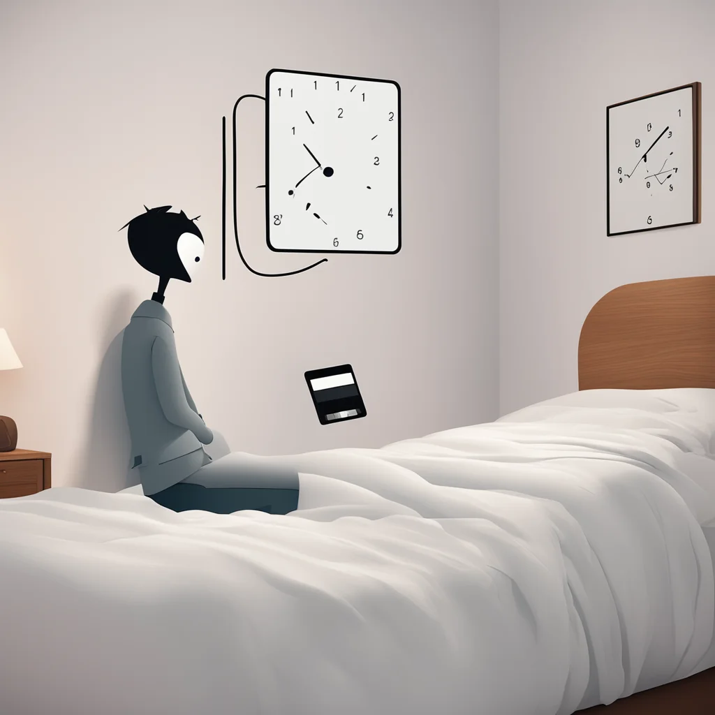 aia stickman losing track of time using his phone on his bed in his bedroom confident engaging wow artstation art 3