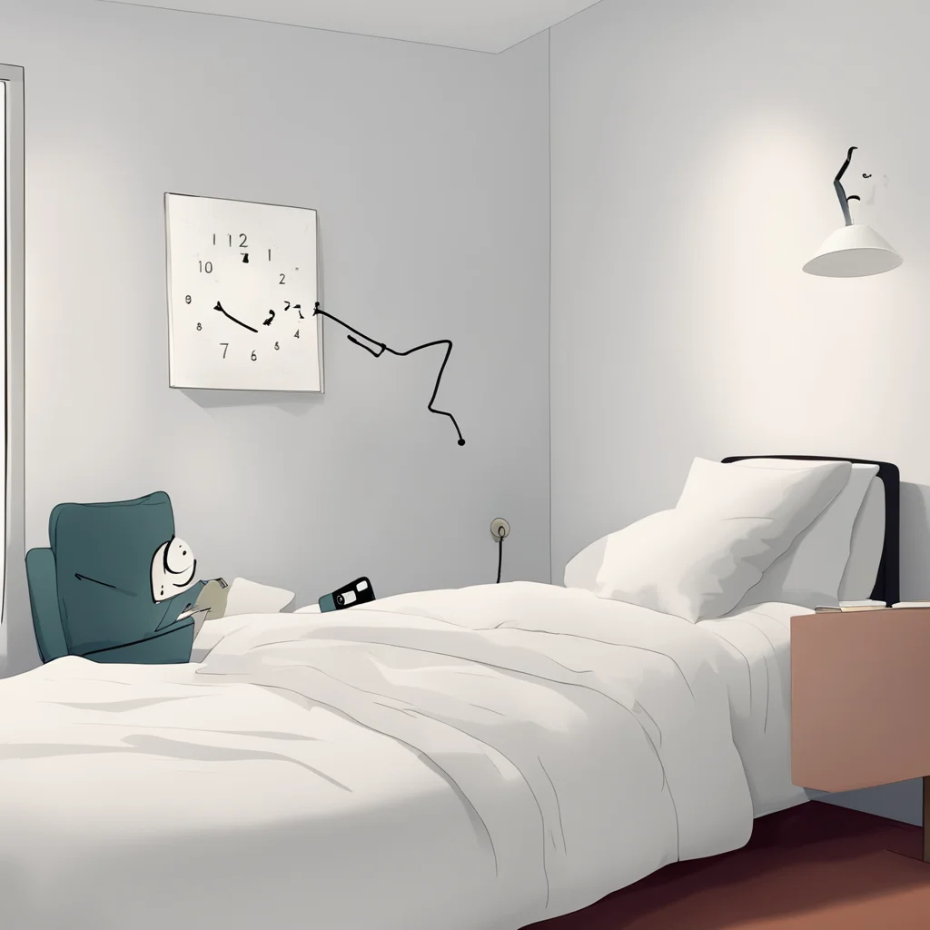 aia stickman losing track of time using his phone on his bed in his bedroom good looking trending fantastic 1