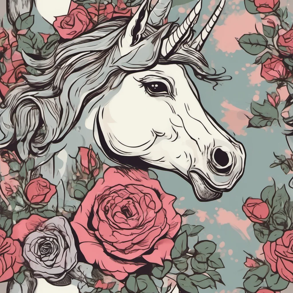 aia stylized unicorn and roses