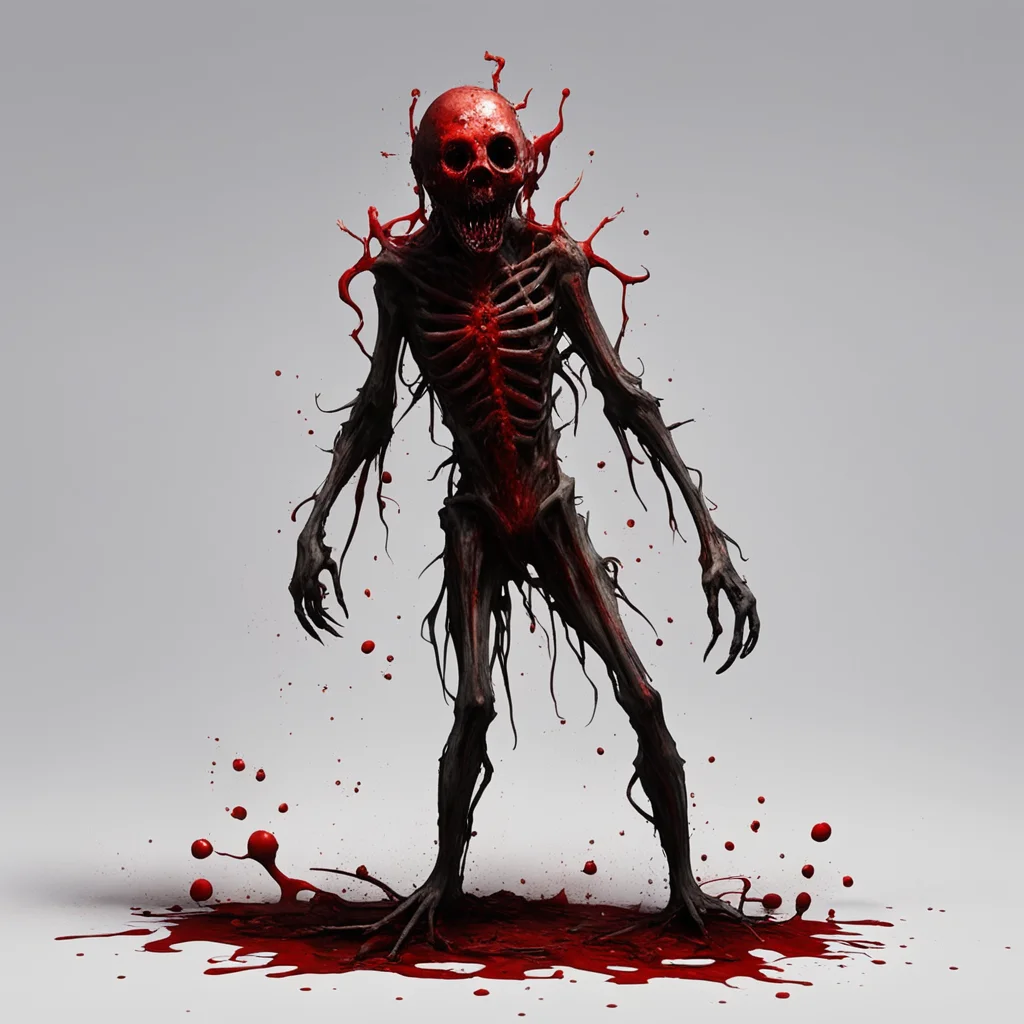aia supernatural that looks like scp 5104 combined with scp 096 that produces metal and poisin from its back and has blood on his teeth and legs 