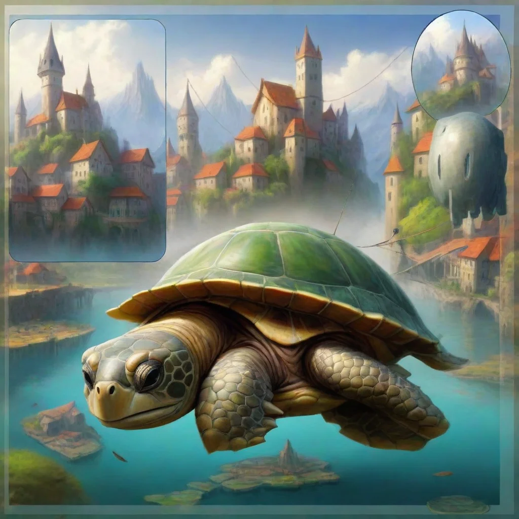 aia turtle with a fantasy city on his back walking through valley floating city 77016ab