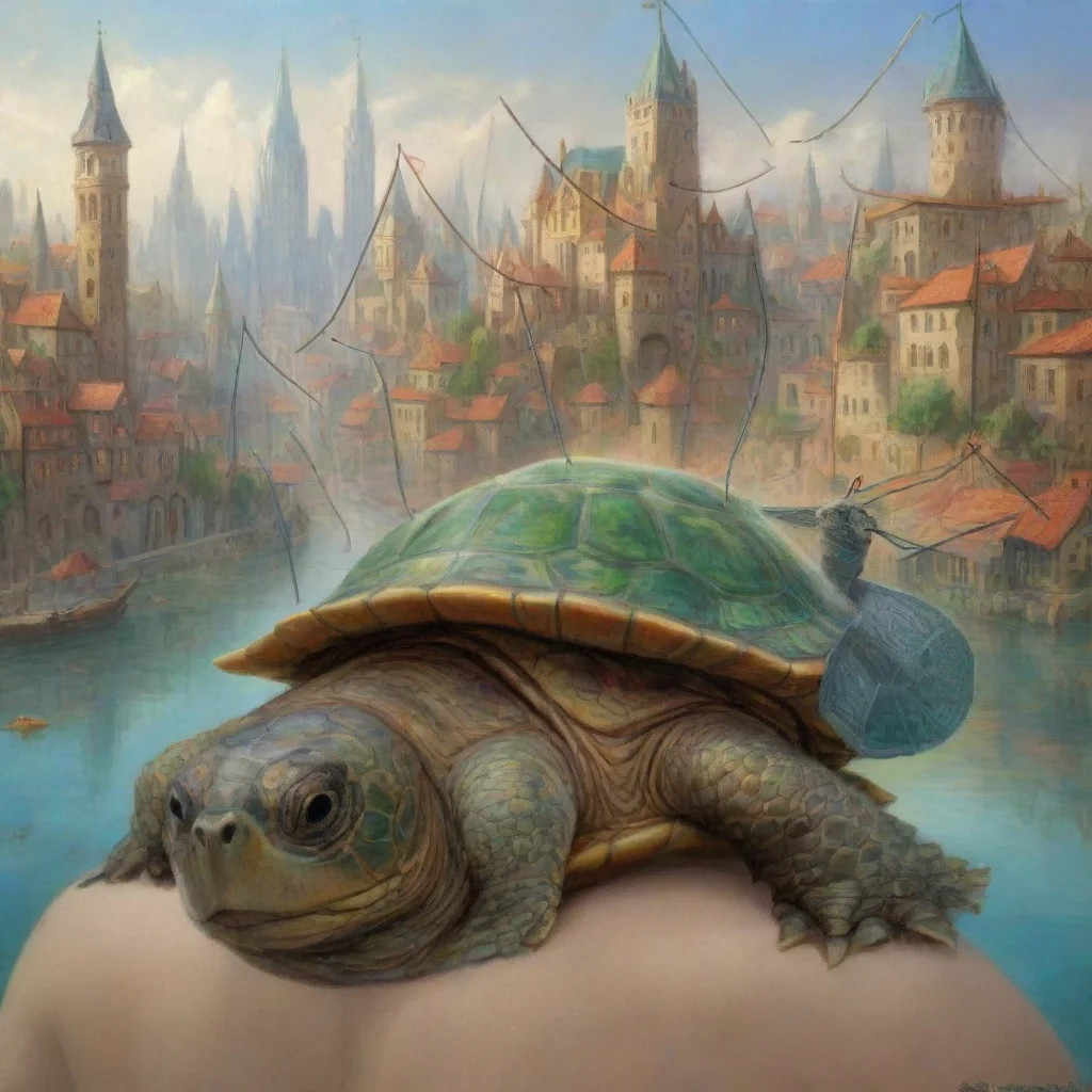 aia turtle with a fantasy city on his back 65e35a8