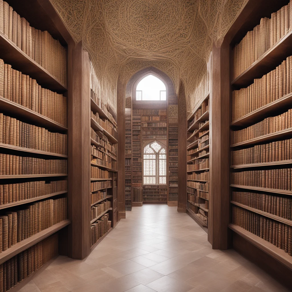 aia wide library with arabic books confident engaging wow artstation art 3