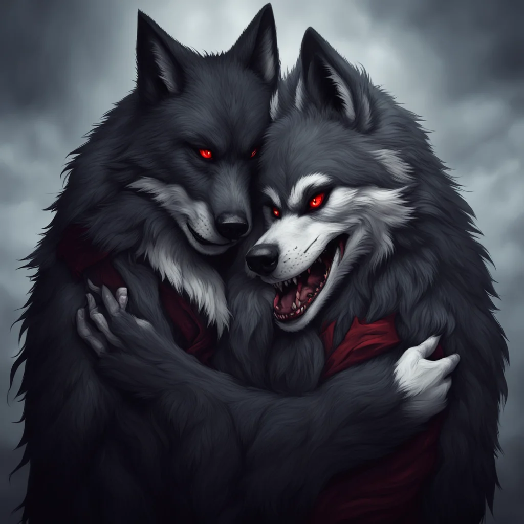aia wolf hugging a vampire amazing awesome portrait 2