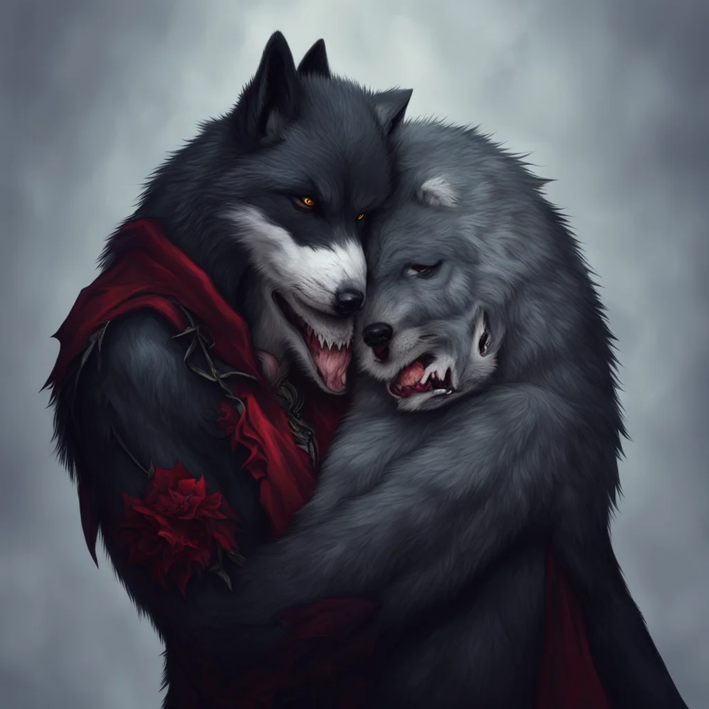 a wolf hugging a vampire confident engaging wow artstation art 3