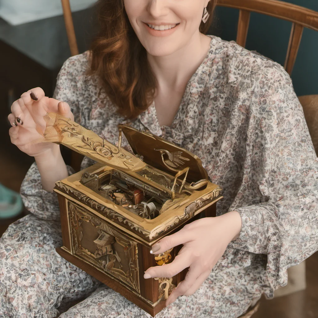 a woman holding a music box good looking trending fantastic 1