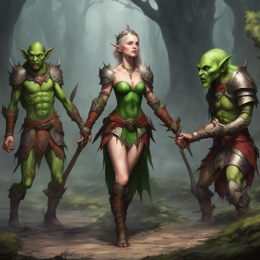 aia wounded elf princess surrenders to three goblin warriors  amazing awesome portrait 2