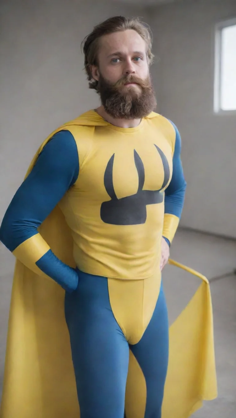 aia young bearded swedish man in a homemade superhero outfit hd tall