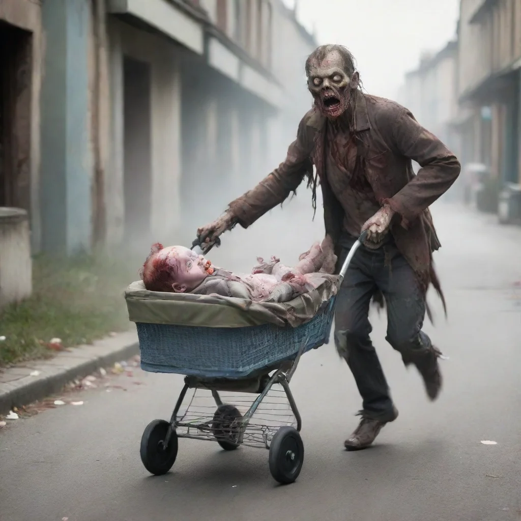 aia zombie chasing a newborn baby in a pram