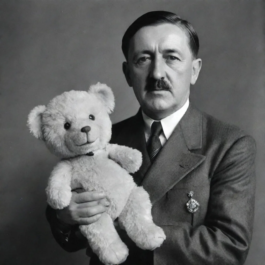 aiadolf hitler holding a teddy bear