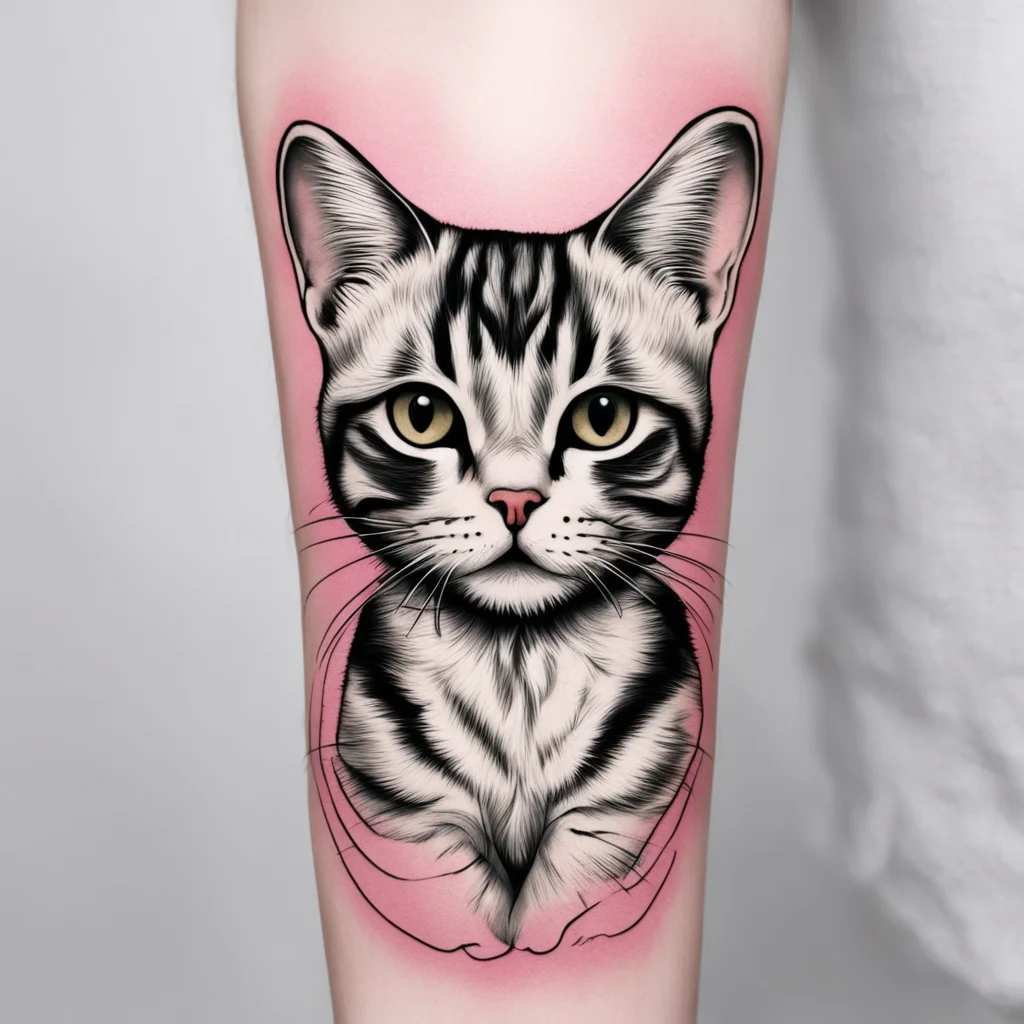 aiadorable cat with dark lines for a tattoo amazing awesome portrait 2