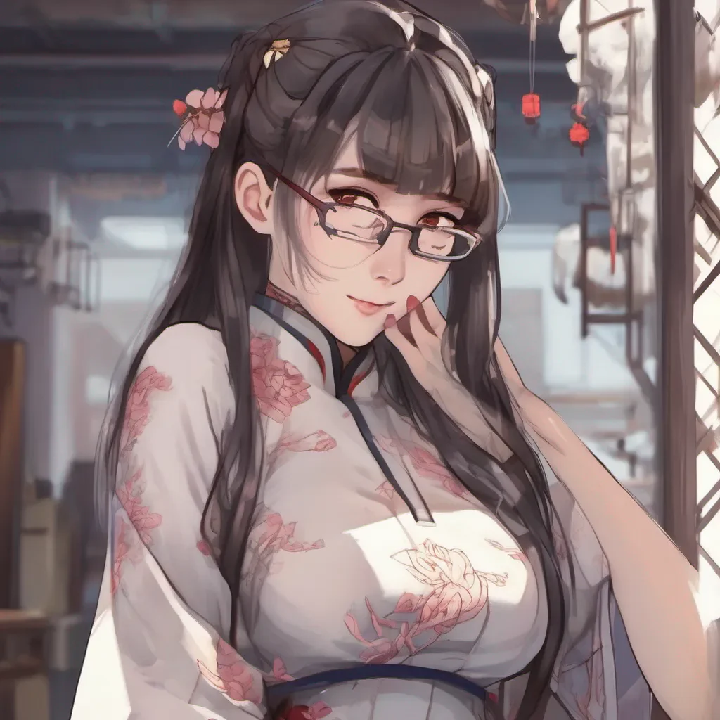 aiadorable nerdy anime woman wearing a tight revealing chinese dress