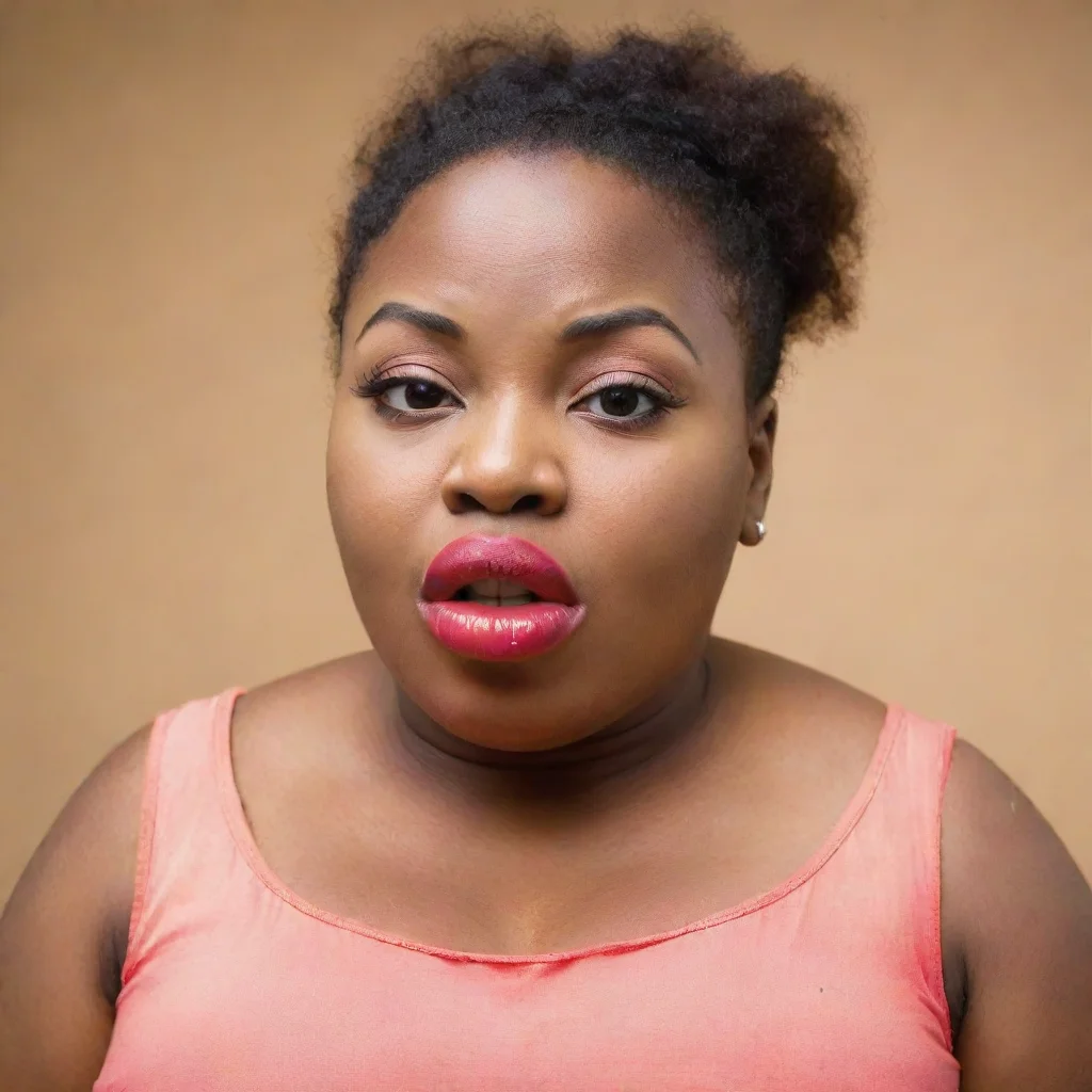 aiafrican woman comically sized huge lips