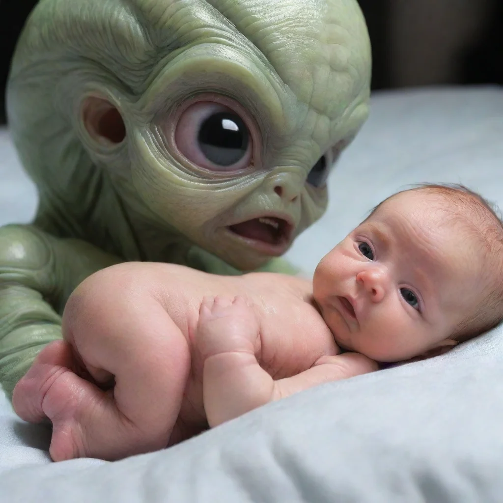 alien probing a newborn baby