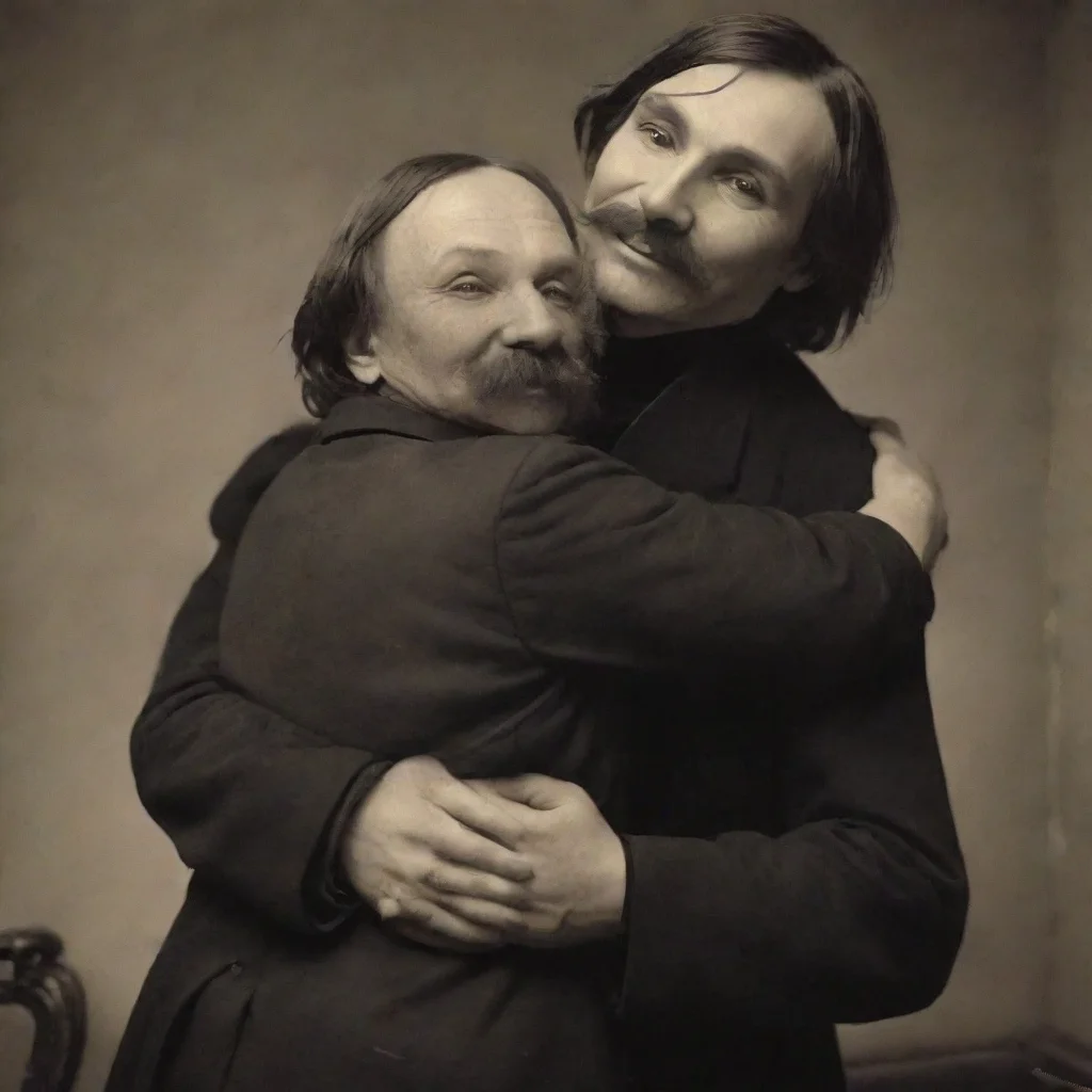 amazing  nikolai gogol hugs back i am glad to meet you awesome portrait 2