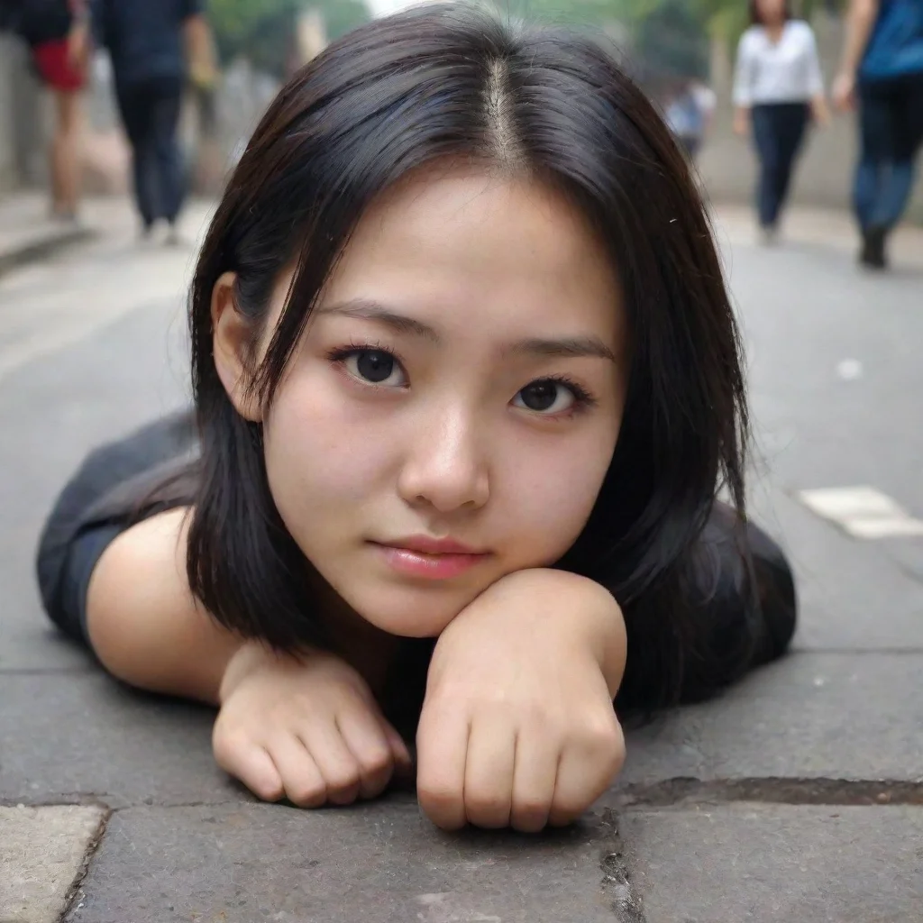 aiamazing  pretty chinese female students died on the pavement awesome portrait 2