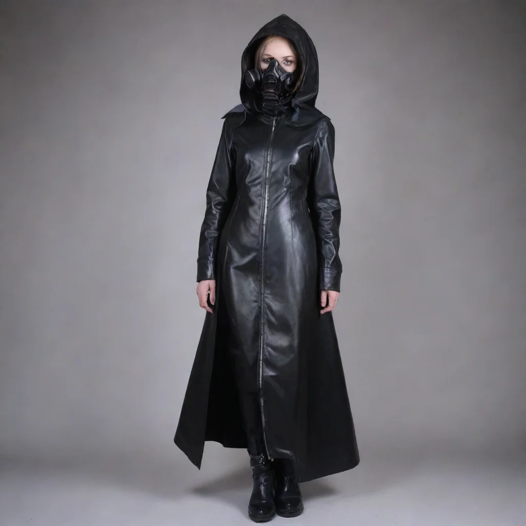 aiamazing  rubber gasmask girl long coat with hood and zipper  awesome portrait 2