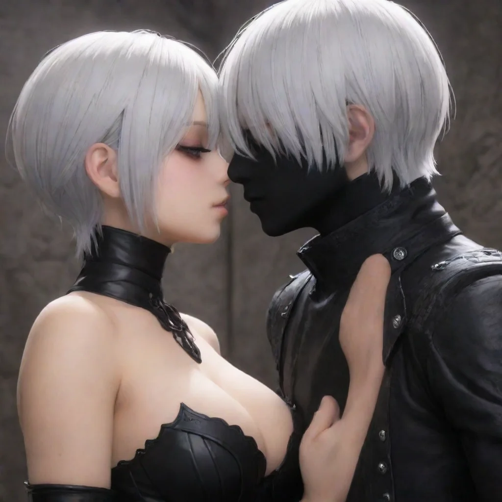 aiamazing 2b yorha kissing a goth guy in a back ally walls awesome portrait 2