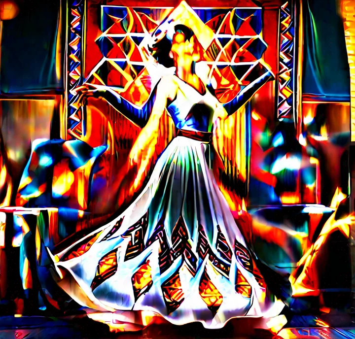 aiamazing a beautiful young brown woman wearing white cotton cloth adorned with geometrical patterns dancing awesome portrait 2