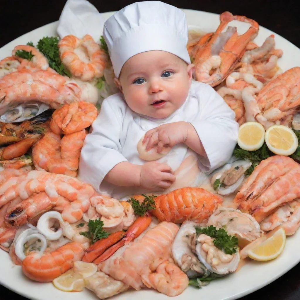 aiamazing a chef preparing a newborn baby as a seafood platter awesome portrait 2