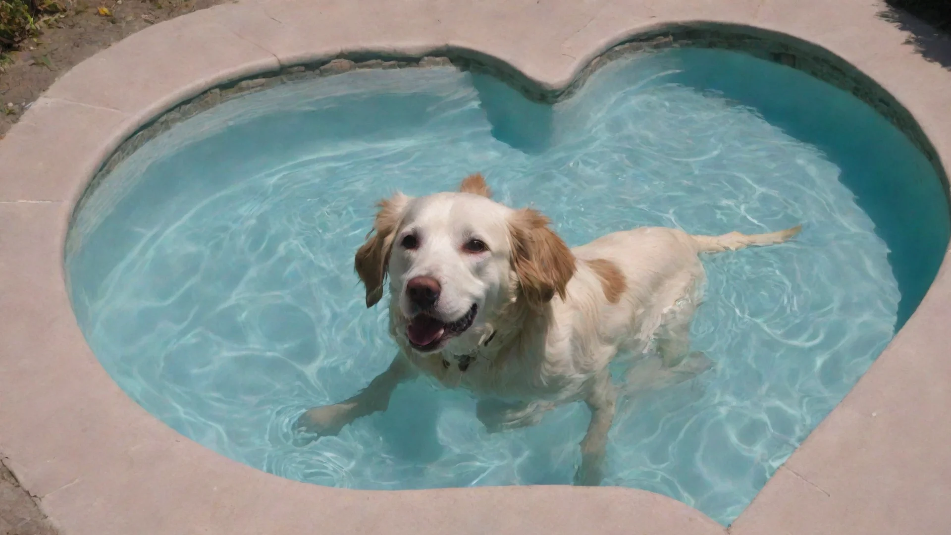 aiamazing a dog swims in a heart shaped pool awesome portrait 2 hdwidescreen