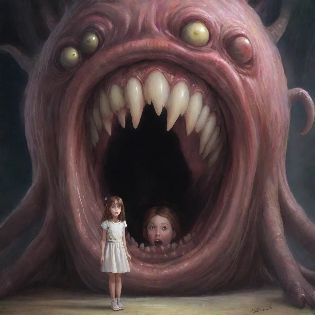 aiamazing a girl halfway inside the mouth of a monster awesome portrait 2