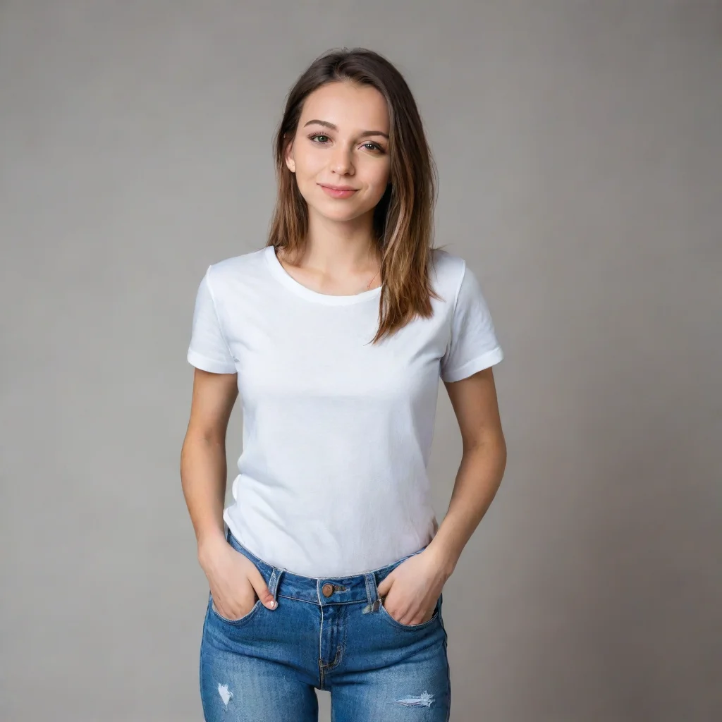 aiamazing a girl in a t shirt and jeans.  awesome portrait 2