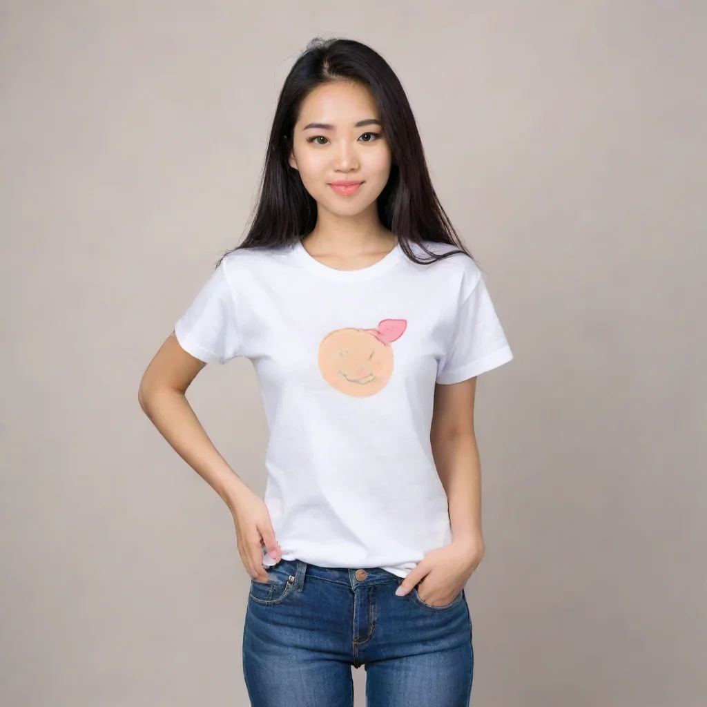 aiamazing a half asian girl in a t shirt and jeans.  awesome portrait 2